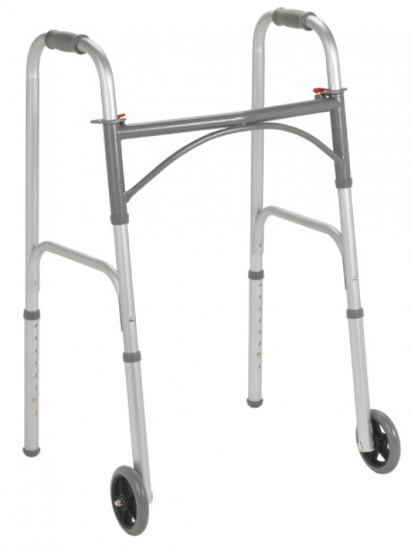 Two button folding walker with 5